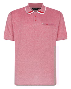 Bigdude Two Tone Polo With Jacquard Contrast Pepper Red